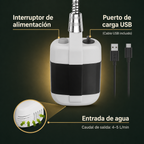 Ducha Portátil Recargable — controles y carga USB