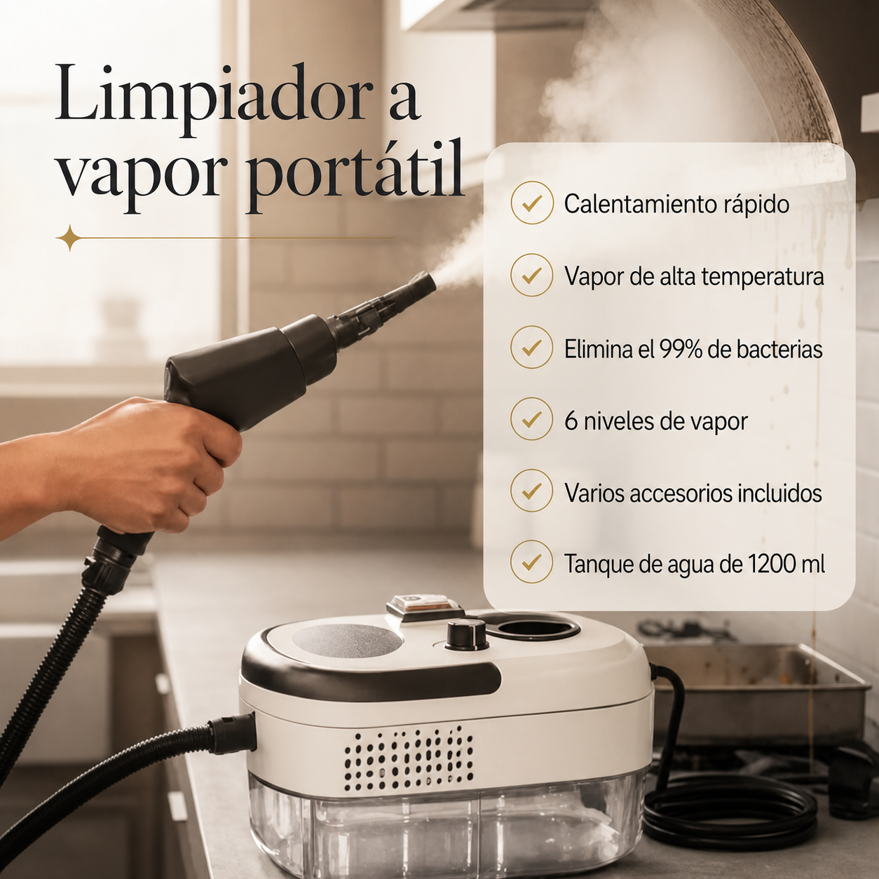 Limpiador a Vapor 2500W — beneficios estilo ZYKORA
