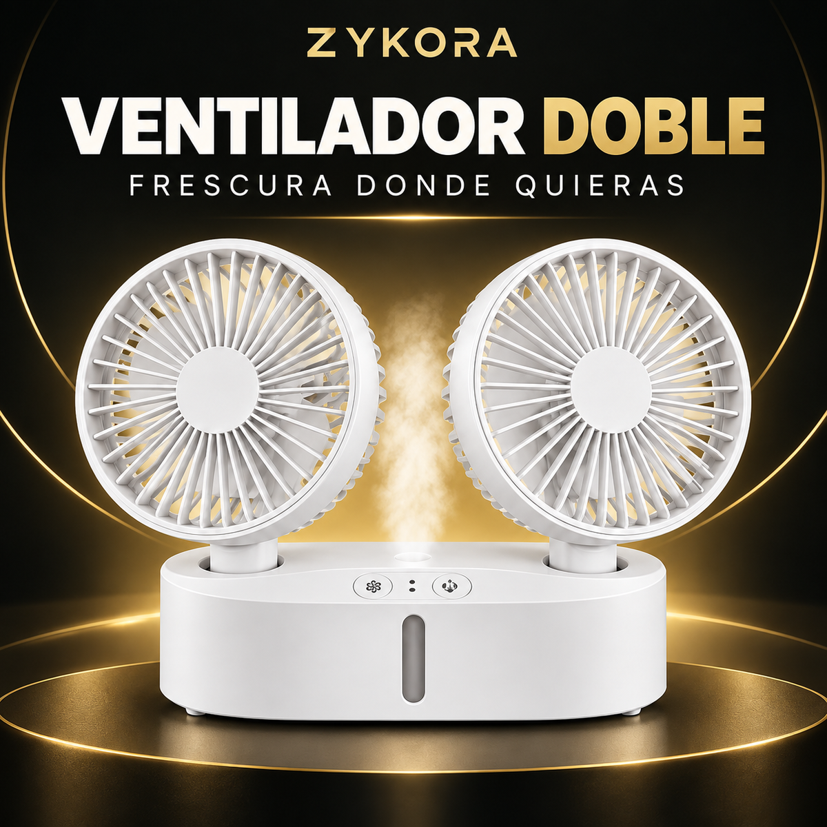 Ventilador Doble con Humidificador Portátil — ZYKORA