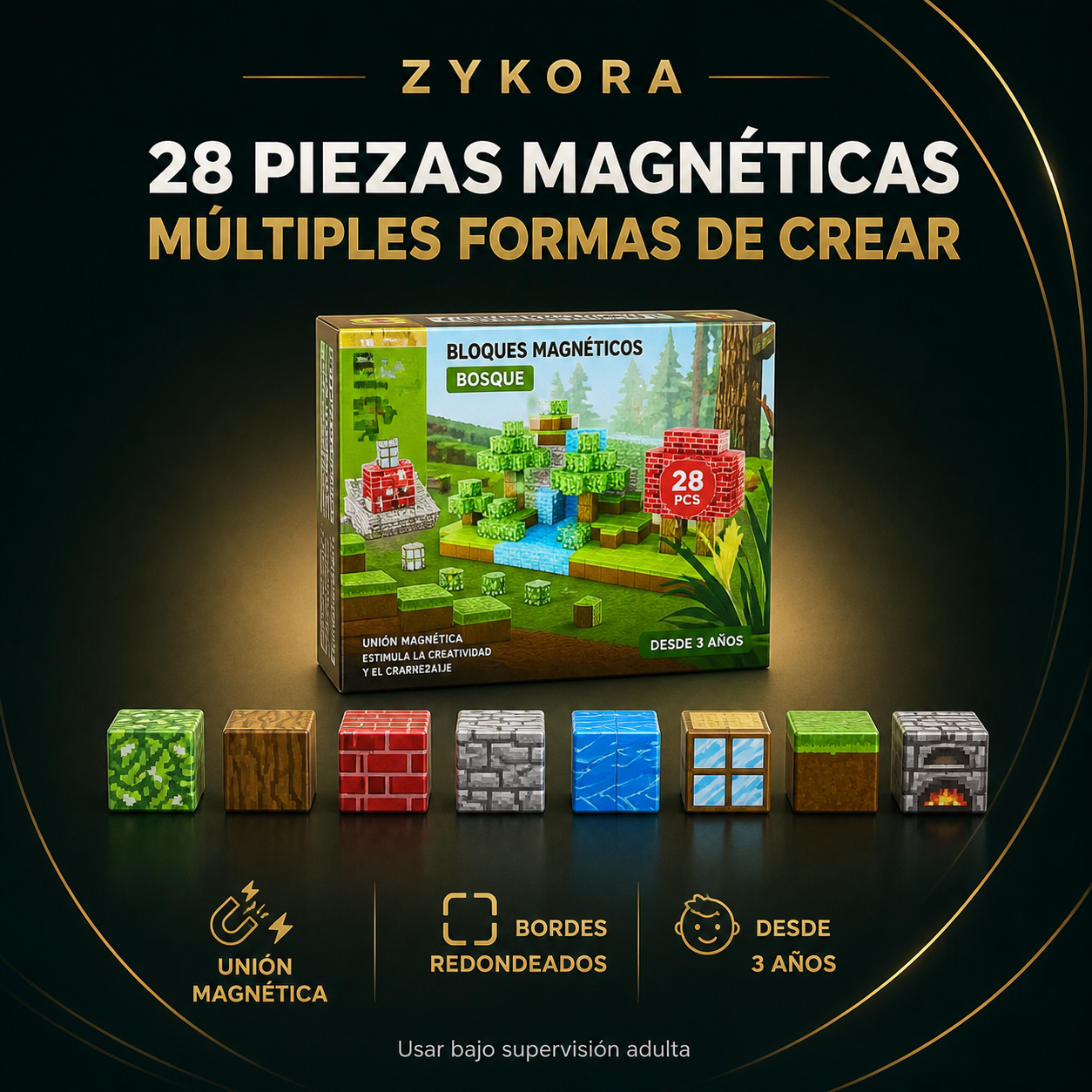 Set Bosque con 28 piezas magnéticas y supervisión adulta