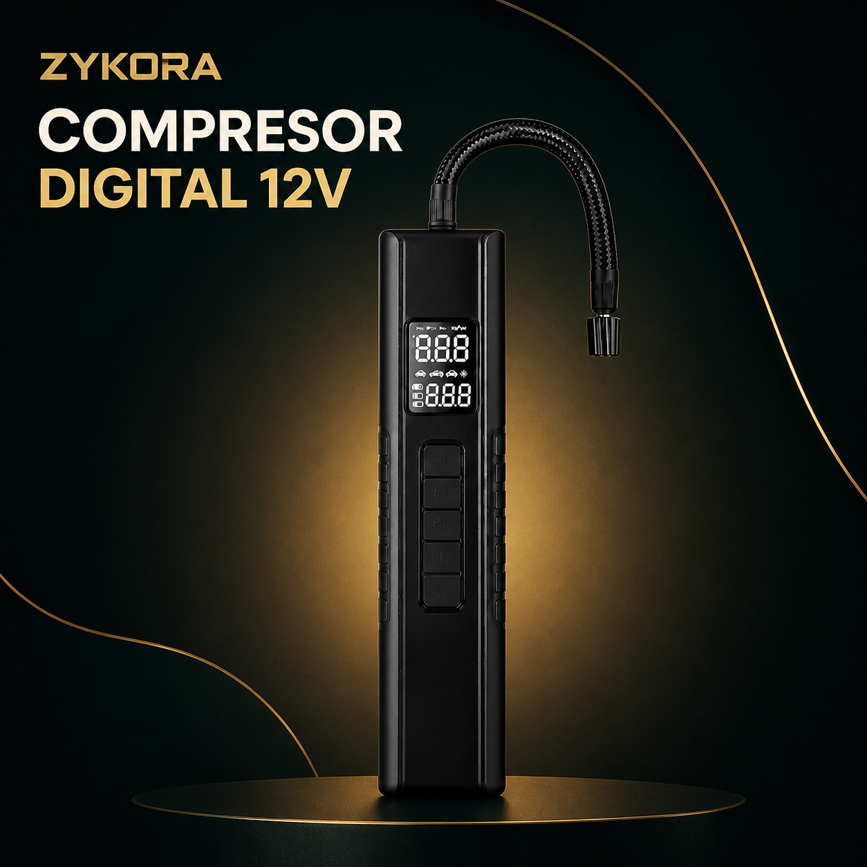 Compresor Digital 12V para Auto con Pantalla LED — portada ZYKORA