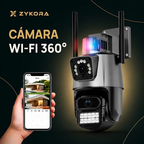 Cámara Exterior Wi-Fi 360° Doble Lente IP66 — portada ZYKORA