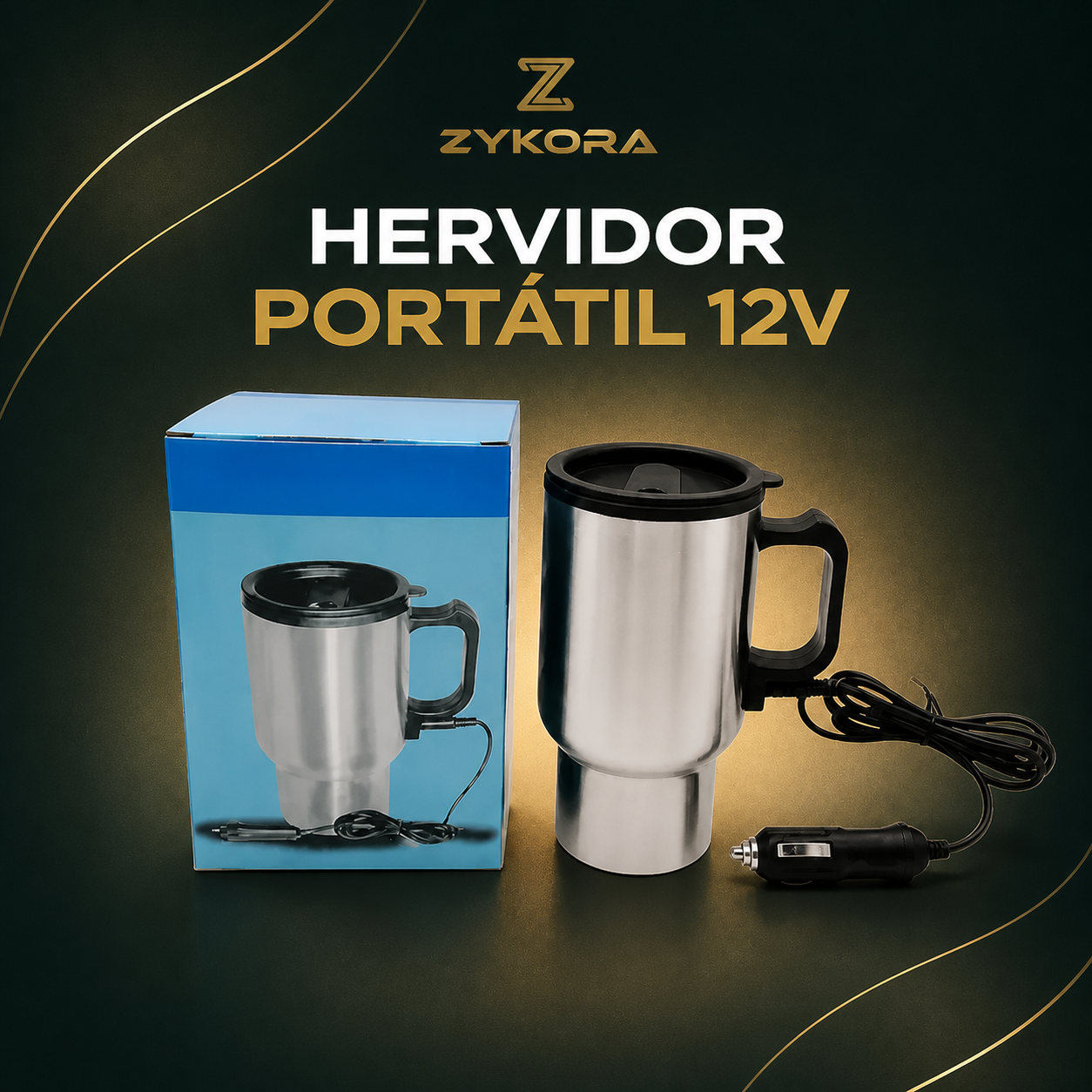 Hervidor Eléctrico Portátil 12V para Auto — portada ZYKORA